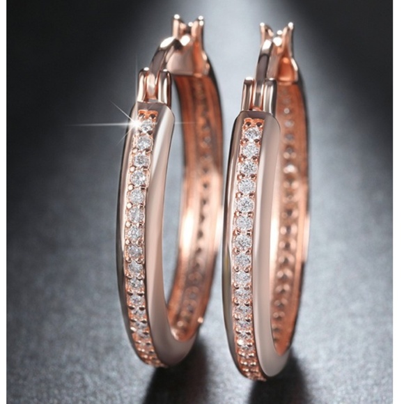 14k Rose Gold Hoop Earrings - Picture 2 of 3